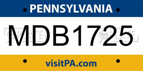 MDB1725 Pennsylvania License Plate