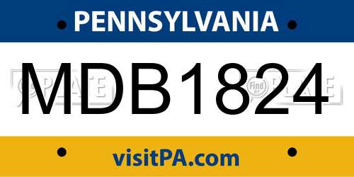 MDB1824 Pennsylvania License Plate