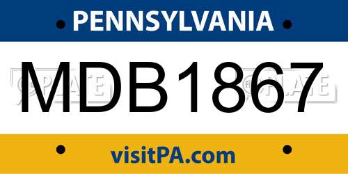 MDB1867 Pennsylvania License Plate