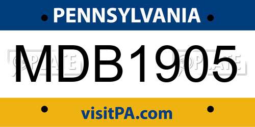 MDB1905 Pennsylvania License Plate
