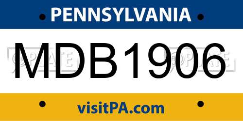 MDB1906 Pennsylvania License Plate
