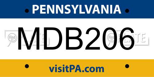 MDB206 Pennsylvania License Plate