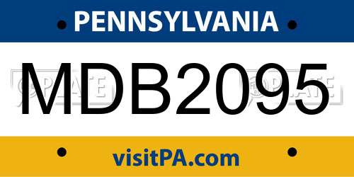 MDB2095 Pennsylvania License Plate
