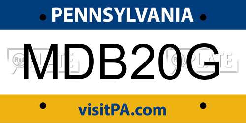 MDB20G Pennsylvania License Plate
