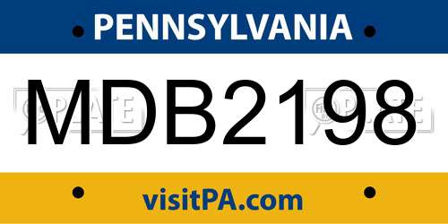 MDB2198 Pennsylvania License Plate