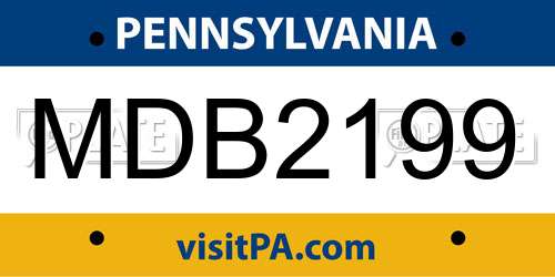 MDB2199 Pennsylvania License Plate