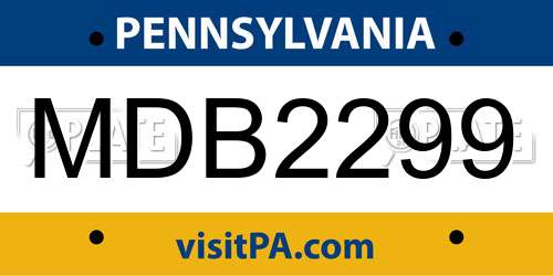 MDB2299 Pennsylvania License Plate