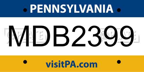 MDB2399 Pennsylvania License Plate