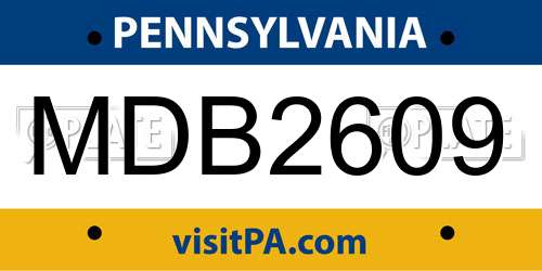 MDB2609 Pennsylvania License Plate