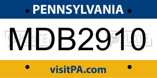 MDB2910 Pennsylvania License Plate