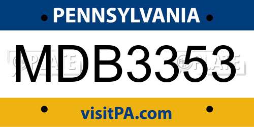 MDB3353 Pennsylvania License Plate