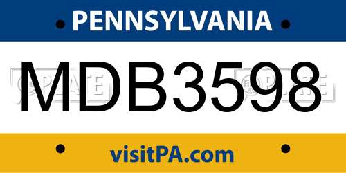 MDB3598 Pennsylvania License Plate