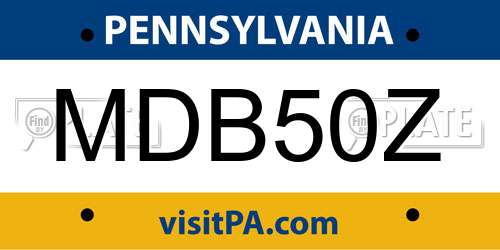 MDB50Z Pennsylvania License Plate