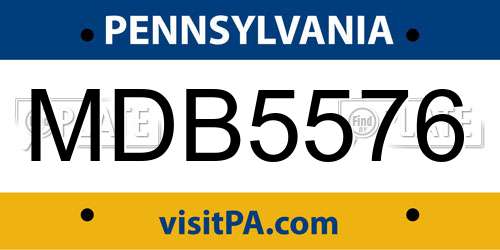 MDB5576 Pennsylvania License Plate