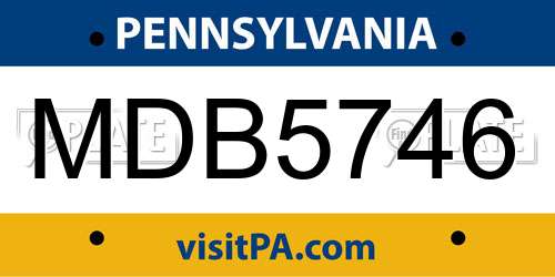 MDB5746 Pennsylvania License Plate