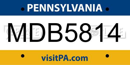 MDB5814 Pennsylvania License Plate