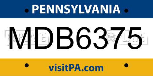 MDB6375 Pennsylvania License Plate