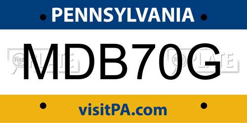 MDB70G Pennsylvania License Plate