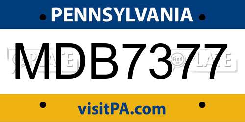 MDB7377 Pennsylvania License Plate