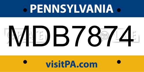 MDB7874 Pennsylvania License Plate