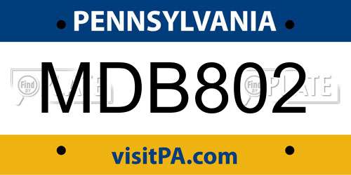 MDB802 Pennsylvania License Plate
