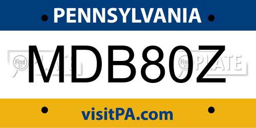 MDB80Z Pennsylvania License Plate