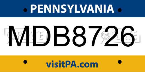 MDB8726 Pennsylvania License Plate