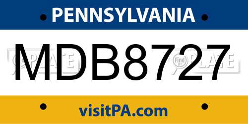 MDB8727 Pennsylvania License Plate