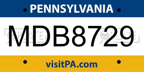 MDB8729 Pennsylvania License Plate