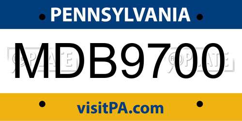 MDB9700 Pennsylvania License Plate