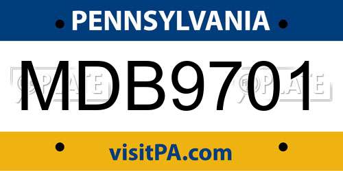 MDB9701 Pennsylvania License Plate