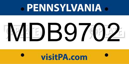 MDB9702 Pennsylvania License Plate
