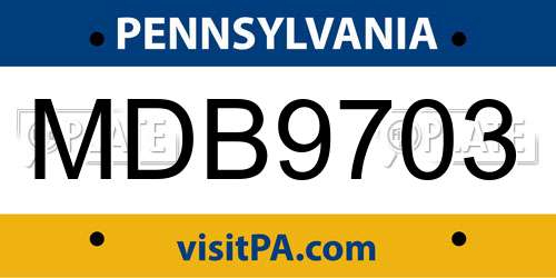 MDB9703 Pennsylvania License Plate