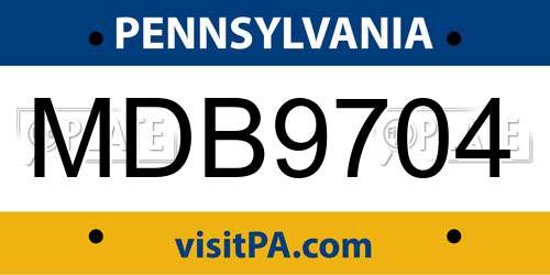 MDB9704 Pennsylvania License Plate