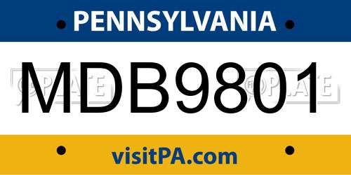 MDB9801 Pennsylvania License Plate