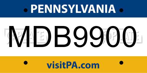 MDB9900 Pennsylvania License Plate