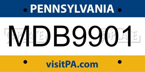 MDB9901 Pennsylvania License Plate