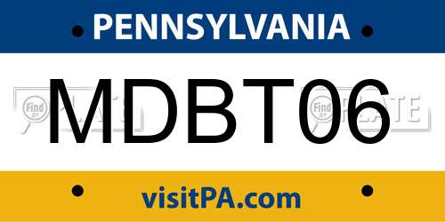 MDBT06 Pennsylvania License Plate