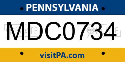MDC0734 Pennsylvania License Plate