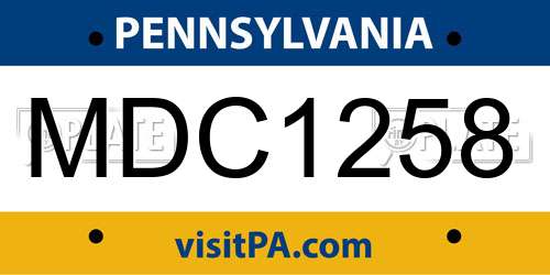 MDC1258 Pennsylvania License Plate