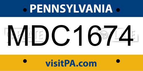 MDC1674 Pennsylvania License Plate