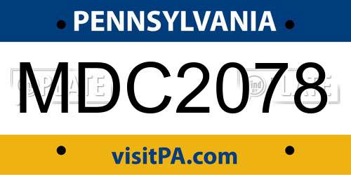 MDC2078 Pennsylvania License Plate