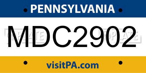 MDC2902 Pennsylvania License Plate