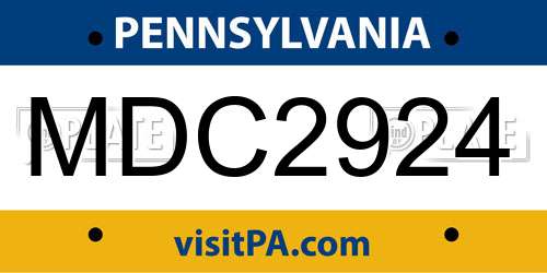 MDC2924 Pennsylvania License Plate
