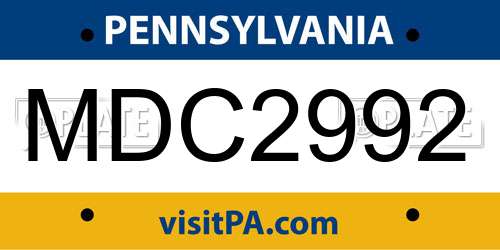 MDC2992 Pennsylvania License Plate