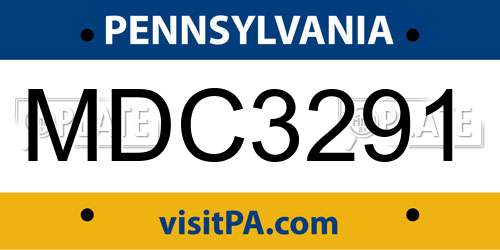 MDC3291 Pennsylvania License Plate