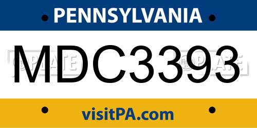 MDC3393 Pennsylvania License Plate