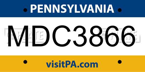 MDC3866 Pennsylvania License Plate
