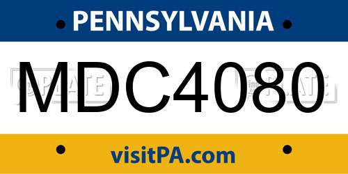 MDC4080 Pennsylvania License Plate