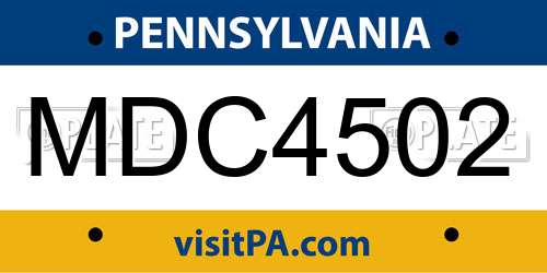 MDC4502 Pennsylvania License Plate
